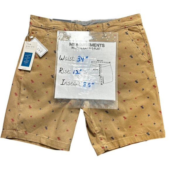 JACHS Bleeker Men's Shorts Palm Tree Print Stretch Cotton Flat Front Chino Sz 31 - Picture 9 of 9